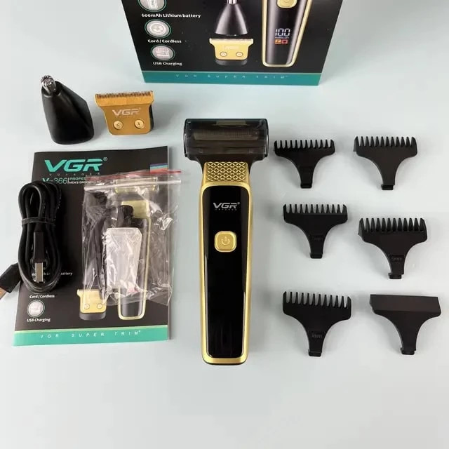 ماشین اصلاح وی جی آر مدل VGR V-366 با تکنولوژی برش مستقیم و ضد آب (رنگ بصورت رندوم)
